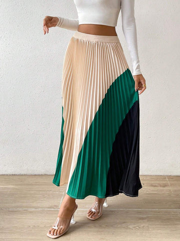 Privé Colorblock Pleated Skirt