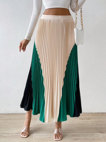 Privé Colorblock Pleated Skirt