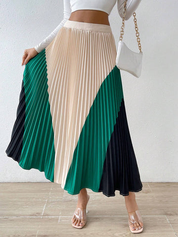 Privé Colorblock Pleated Skirt
