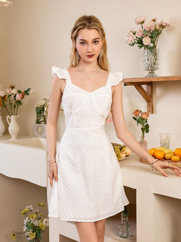 Daisy Embroidery Women's Short Sleeve A-Line Dress