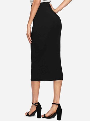 Elastic Waist Jersey Pencil Skirt
