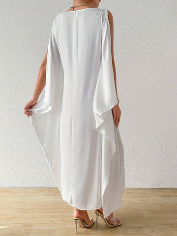 Elegant And Charming Solid Color Batwing Sleeve Dress