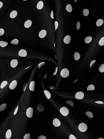 Privé Elegant Polka Dot Satin Skirt