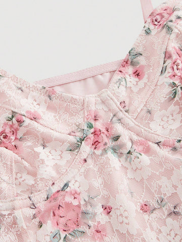 Elegant Women Lace Embroidered Floral Print Jumpsuit For Wedding Season Or Dates