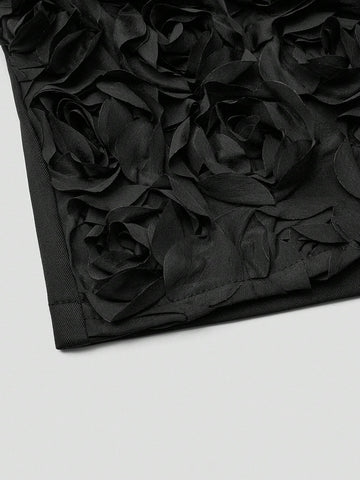 Privé Fashionable 3D Floral Design Solid Color Skort