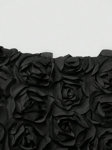 Privé Fashionable 3D Floral Design Solid Color Skort