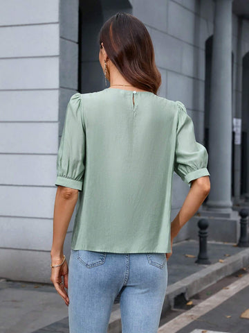 Privé Fashionable 3D Floral Printed Crop Sleeve Women Blouse Women Shirt, Mother's Day Outfit