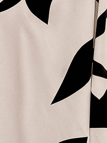 Fashionable Asymmetric Collar Cape Sleeve Floor-Length Dress With Color-Blocking And Print Pattern For Summer