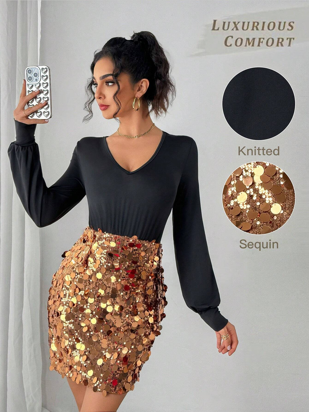Fashionable Sequined Ladies Dress