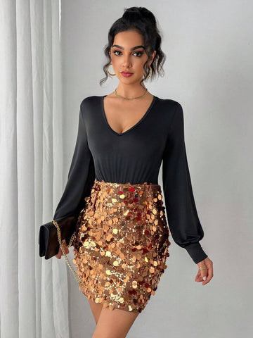 Fashionable Sequined Ladies Dress