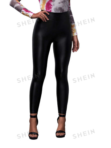 Privé Faux Patent Leather High-Rise Leggings