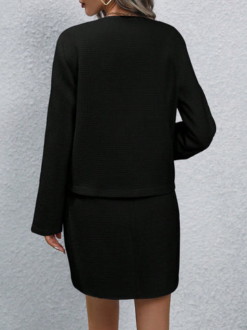Flap Detail Button Front Jacket & Skirt