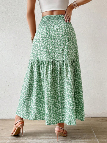 Privé Floral Print Elastic Waist Casual Skirt