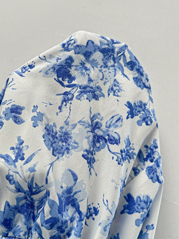 Floral Print Strappy Backless Knot Front Maxi Dress