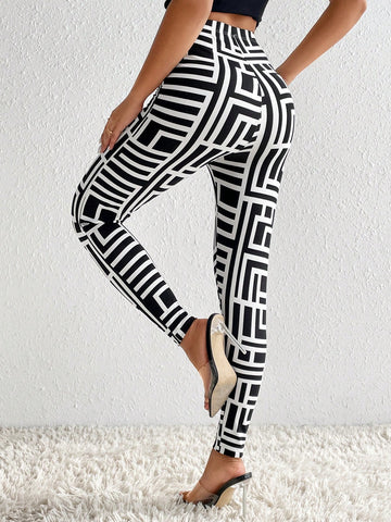 Geo Print Wideband Waist Leggings