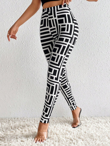 Geo Print Wideband Waist Leggings