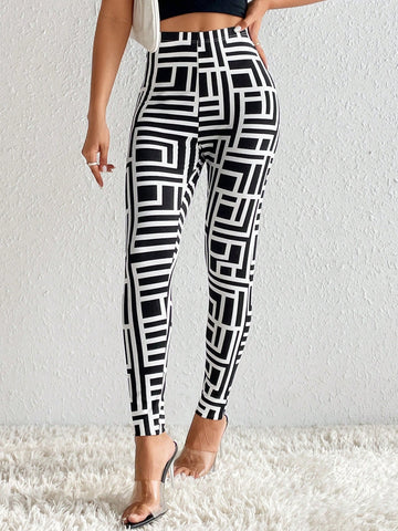 Geo Print Wideband Waist Leggings