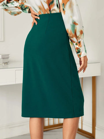 Privé High Waist Button Front Skirt