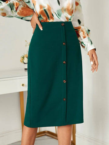 Privé High Waist Button Front Skirt