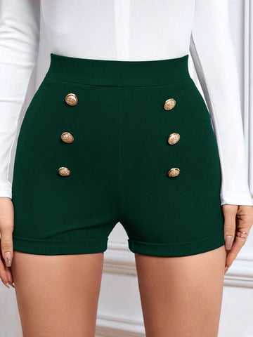 Privé High Waist Fake Button Shorts