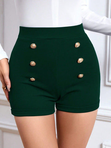 Privé High Waist Fake Button Shorts