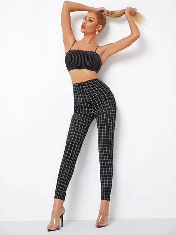 Privé High Waist Grid Skinny Leggings