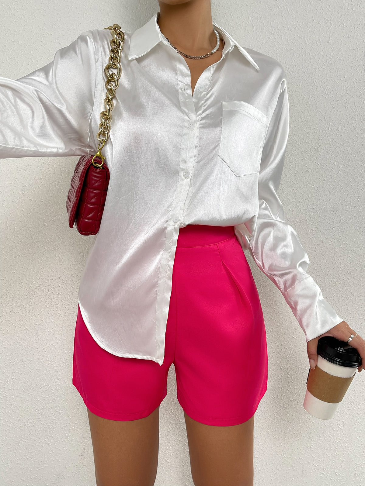 Privé High Waist Straight Leg Shorts