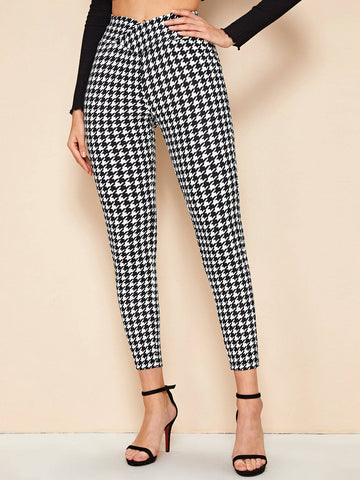 Privé Houndstooth High-Rise Skinny Pants