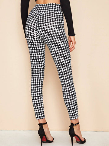 Privé Houndstooth High-Rise Skinny Pants