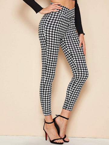 Privé Houndstooth High-Rise Skinny Pants