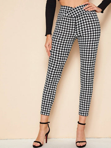 Privé Houndstooth High-Rise Skinny Pants