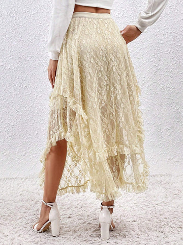 Privé Lace Asymmetric Hem Skirt
