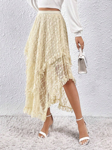 Privé Lace Asymmetric Hem Skirt