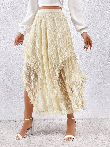 Privé Lace Asymmetric Hem Skirt