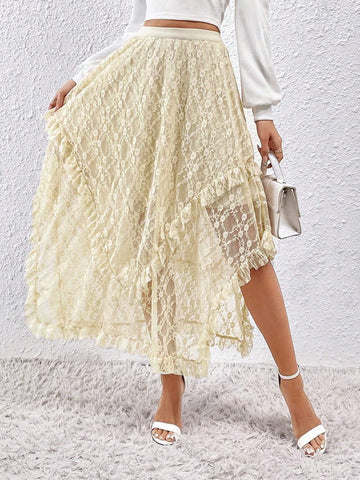 Privé Lace Asymmetric Hem Skirt