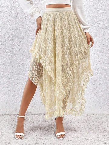 Privé Lace Asymmetric Hem Skirt