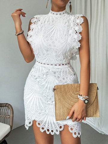 Lace Hollow Out Floral Patterned Dress