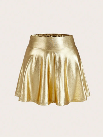 Privé Ladies Casual Knitted PU Fabric High Waist Skirt