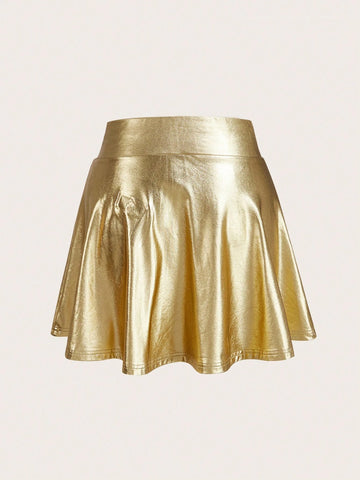 Privé Ladies Casual Knitted PU Fabric High Waist Skirt