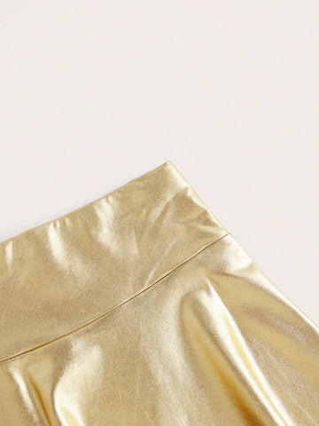 Privé Ladies Casual Knitted PU Fabric High Waist Skirt