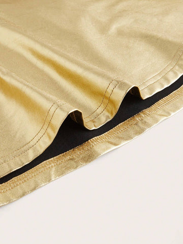 Privé Ladies Casual Knitted PU Fabric High Waist Skirt