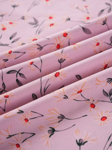 Privé Ladies Random Print Tie-Up Collar Contrast Trim Floral Casual Shirt