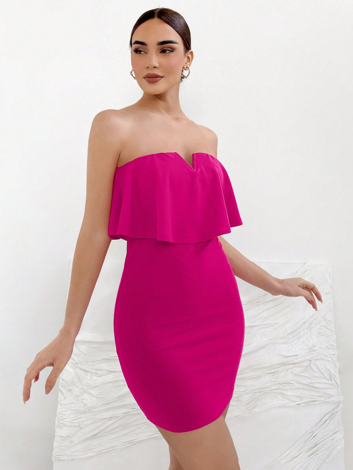 Ladies' Ruffle Trim Strapless Dress