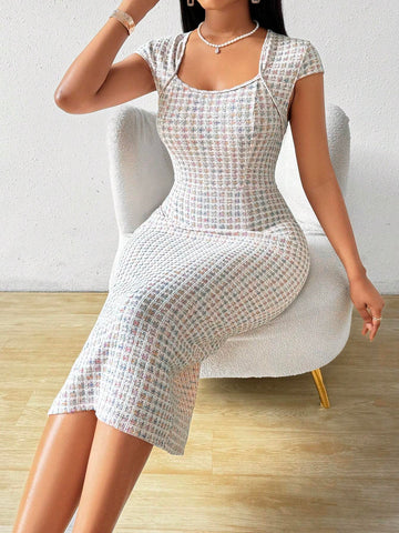 Ladies' Simple Plaid Daily Sweet Dress