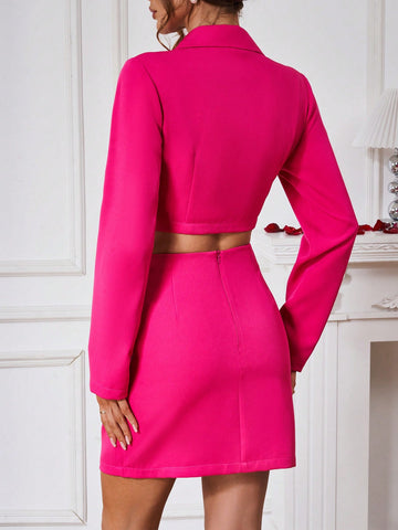 Ladies' Solid Color Casual Elegant Two-Piece Set