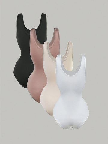 Ladies Solid Color Sleeveless Bodysuit