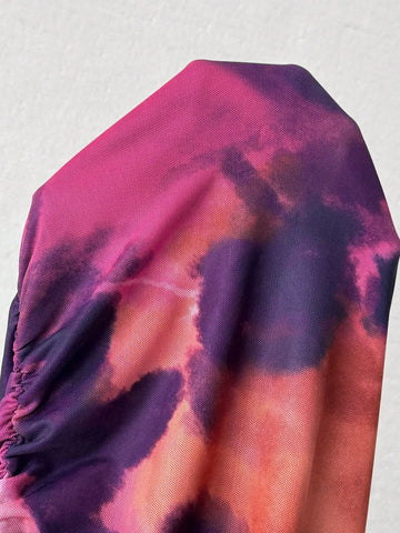 Ladies' Tie Dye Twisted Bell Sleeve Bodycon Dress