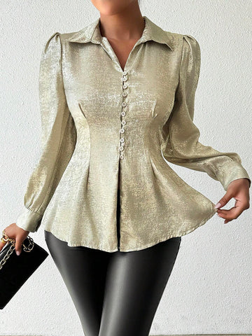 Privé Long Sleeve Shirt With Metallic Bowknot Back