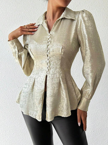 Privé Long Sleeve Shirt With Metallic Bowknot Back
