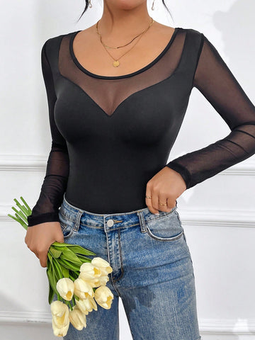 Mesh Splicing Bodysuit